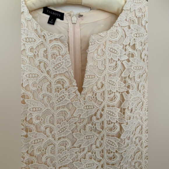 Talbots Cream Long Sleeve Lace Dress - Picture 4 of 7